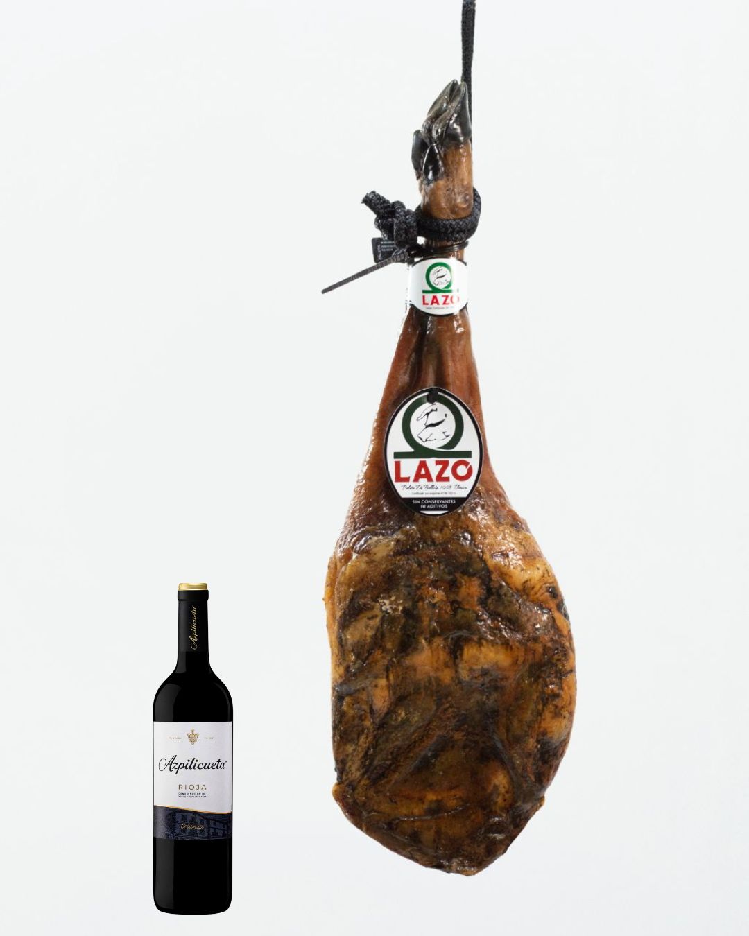 Paleta 100 % ibérica de bellota Lazo + botella de vino crianza